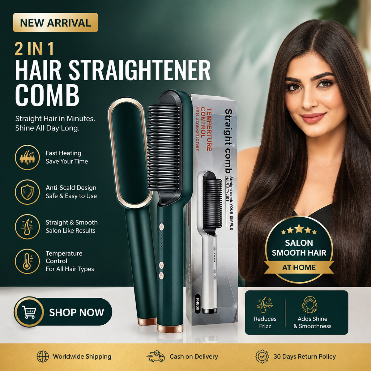 Hair Straightening Brush with Temperature Control – Buy Now & Get Special Discount